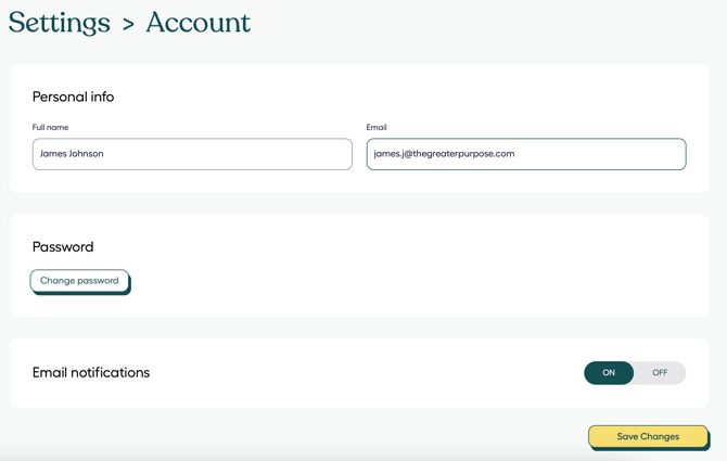 Settings - Account